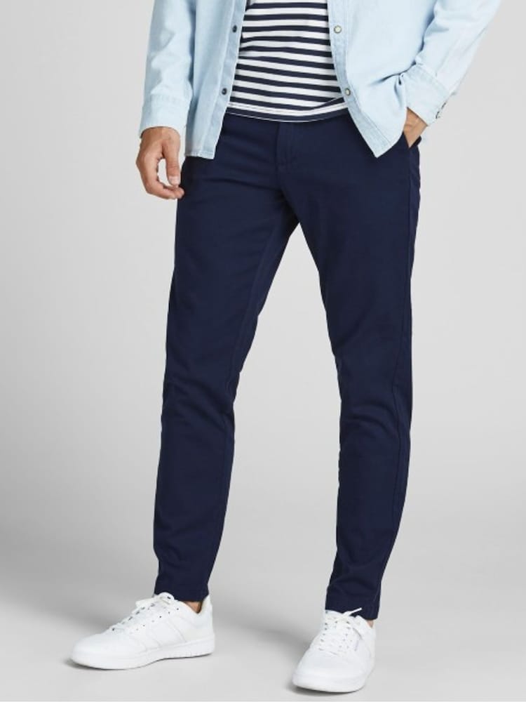 JACK & JONES Blue Slim Fit Chino Trousers - Image 1 of 8