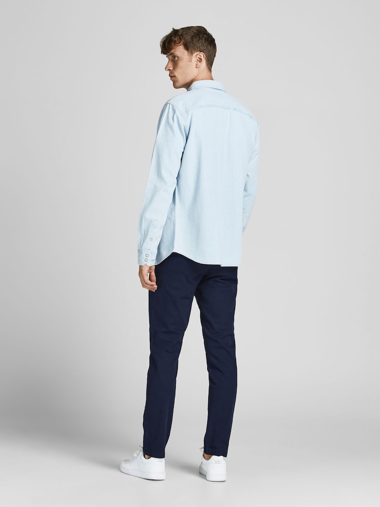 Синій - JACK & JONES Приталені штани-чінос - Image 3 of 8