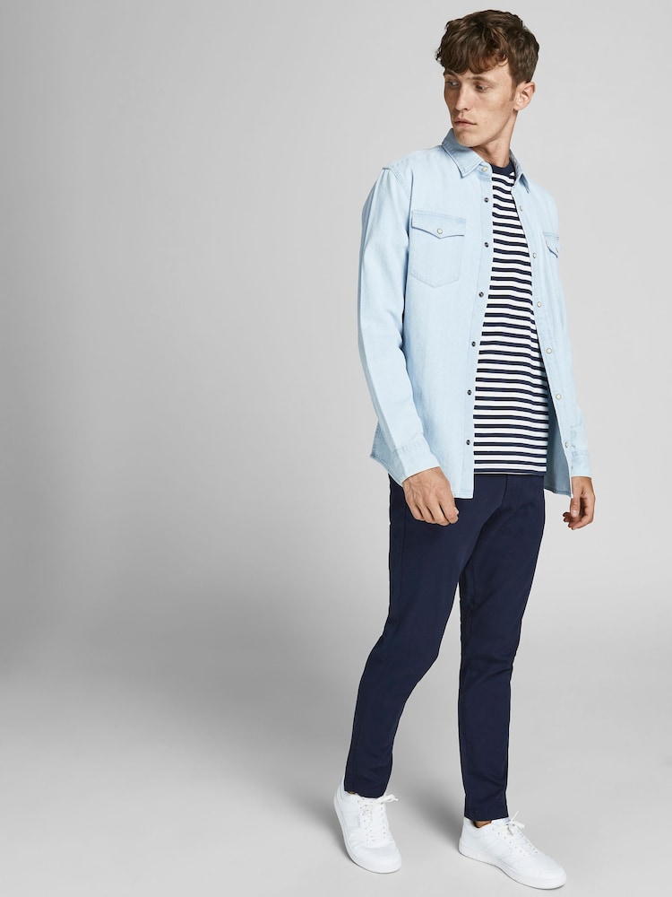 Синій - JACK & JONES Приталені штани-чінос - Image 4 of 8