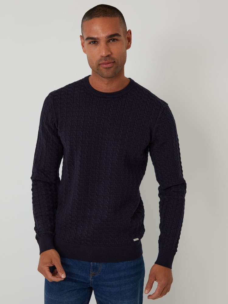 Threadbare Zopfstrickpullover mit Rundhalsausschnitt - Bild 1 von 5