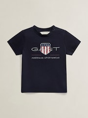 GANT Navy Blue Archive Shield T-Shirt - Image 1 of 3