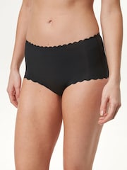 Black Midi No VPL Scallop Edge Knickers - Image 1 of 4