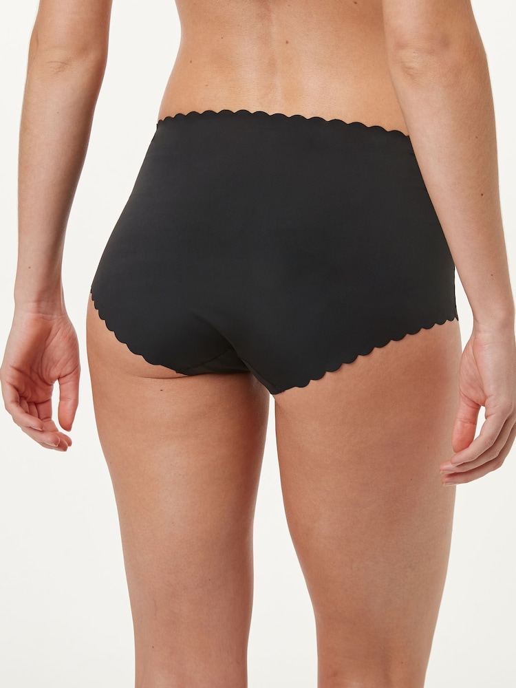 Black Midi No VPL Scallop Edge Knickers - Image 2 of 4