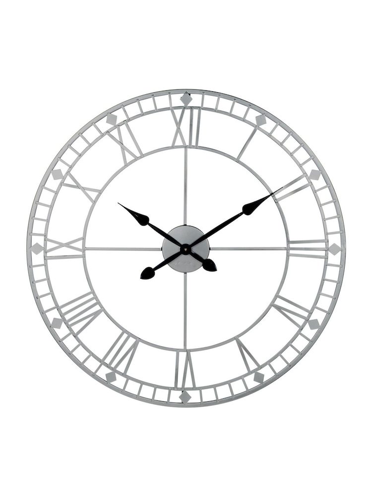 Pacific Silver Antique Silver Metal Round Wall Clock - Image 2 of 2 Pacific Silver Antique Silver Metal Round Wall Clock - Image 2 of 2