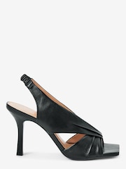 Black Signature Leather Twist Detail Sandals - Image 1 of 4