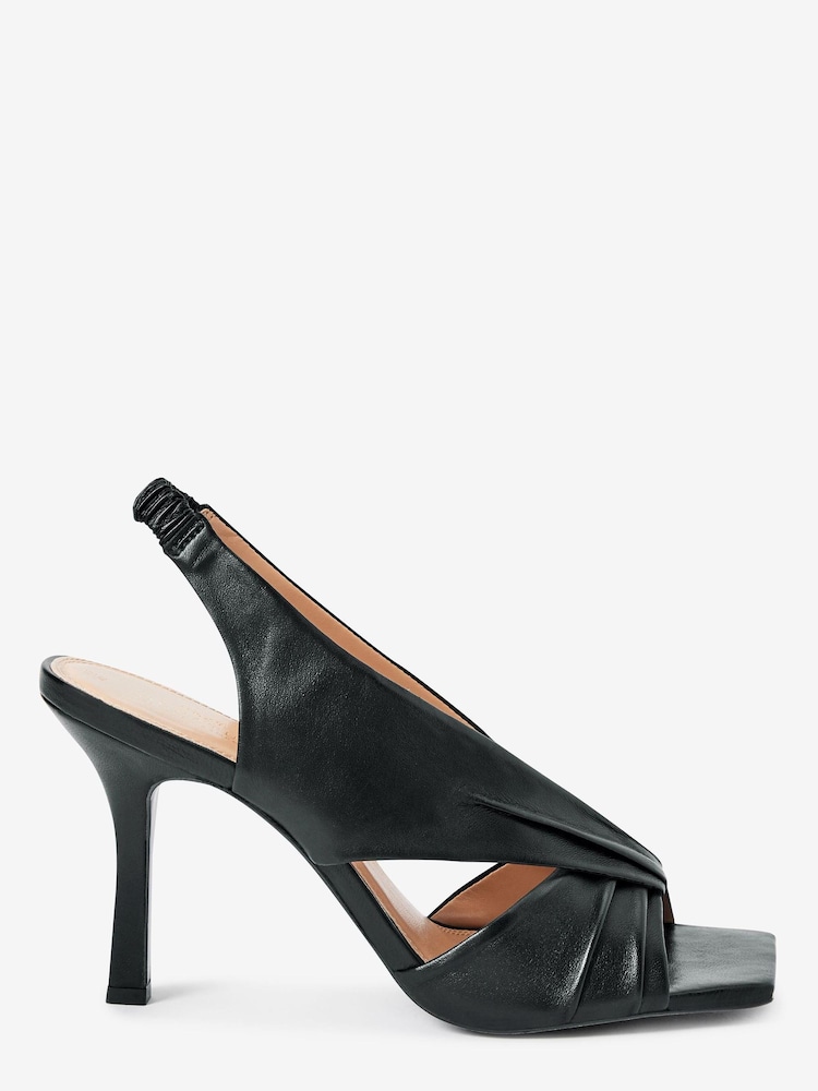 Black Signature Leather Twist Detail Sandals - Image 1 of 4