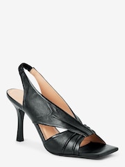 Black Signature Leather Twist Detail Sandals - Image 2 of 4