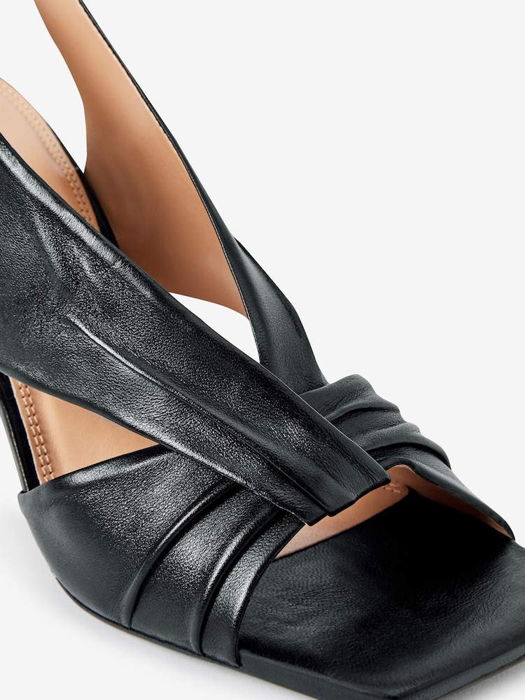 Black Signature Leather Twist Detail Sandals - Image 4 of 4