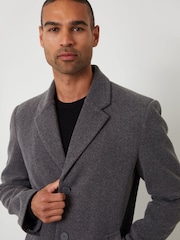 Threadbare Grey Faux Wool Overcoat - Image 4 of 5