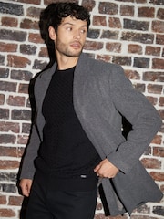 Threadbare Grey Faux Wool Overcoat - Image 5 of 5