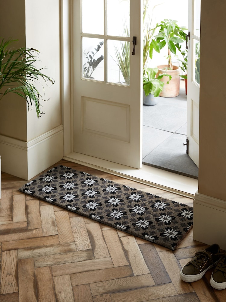 Grey Geometric Tile Wide Doormat - Image 1 of 3