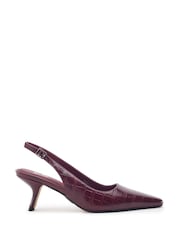 Moda in Pelle Red Gasella Square Toe Kitten Heel Slingback - Image 1 of 4