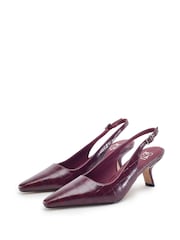 Moda in Pelle Red Gasella Square Toe Kitten Heel Slingback - Image 2 of 4