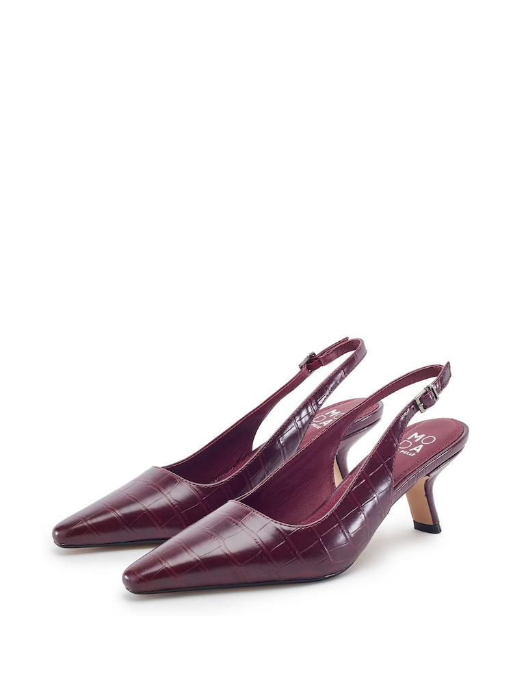 Moda in Pelle Red Gasella Square Toe Kitten Heel Slingback - Image 2 of 4 Moda in Pelle Red Gasella Square Toe Kitten Heel Slingback - Image 2 of 4
