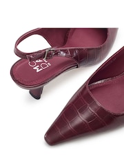 Moda in Pelle Red Gasella Square Toe Kitten Heel Slingback - Image 4 of 4