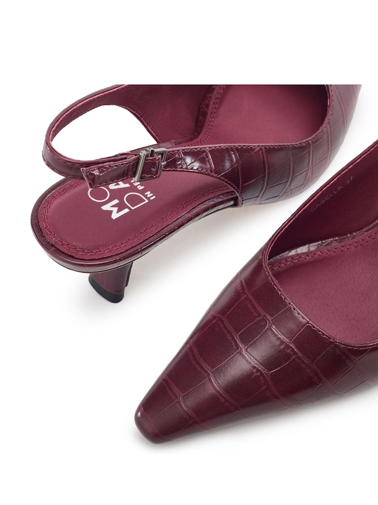 Moda in Pelle Red Gasella Square Toe Kitten Heel Slingback - Image 4 of 4 Moda in Pelle Red Gasella Square Toe Kitten Heel Slingback - Image 4 of 4