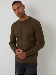 Threadbare Green Cable Knit Crew Neck Jumper - Image 1 of 4