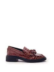 Коричневий - Moda in Pelle Erisse Ruched Toe Penny Loafers - Image 1 of 1