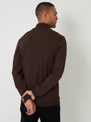 Qəhvəyi - Threadbare Trikotaj Rulo Boyunlu Jumper - 5şəkildən 2 şəkil