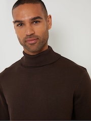 Qəhvəyi - Threadbare Trikotaj Rulo Boyunlu Jumper - 5şəkildən 4 şəkil