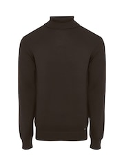 Qəhvəyi - Threadbare Trikotaj Rulo Boyunlu Jumper - 5şəkildən 5 şəkil