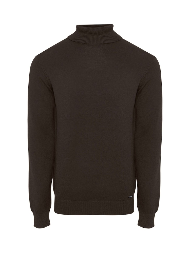 Qəhvəyi - Threadbare Trikotaj Rulo Boyunlu Jumper - 5şəkildən 5 şəkil