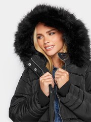Sort - PixieGirl Petite Faux Fur Trim Polstrede frakker - Image 4 of 4