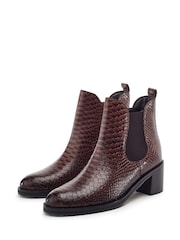Коричневий - Moda in Pelle Payten Smart Block Heel Ankle Boots - Image 2 of 4