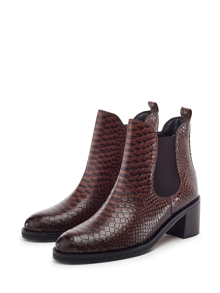 Коричневий - Moda in Pelle Payten Smart Block Heel Ankle Boots - Image 2 of 4