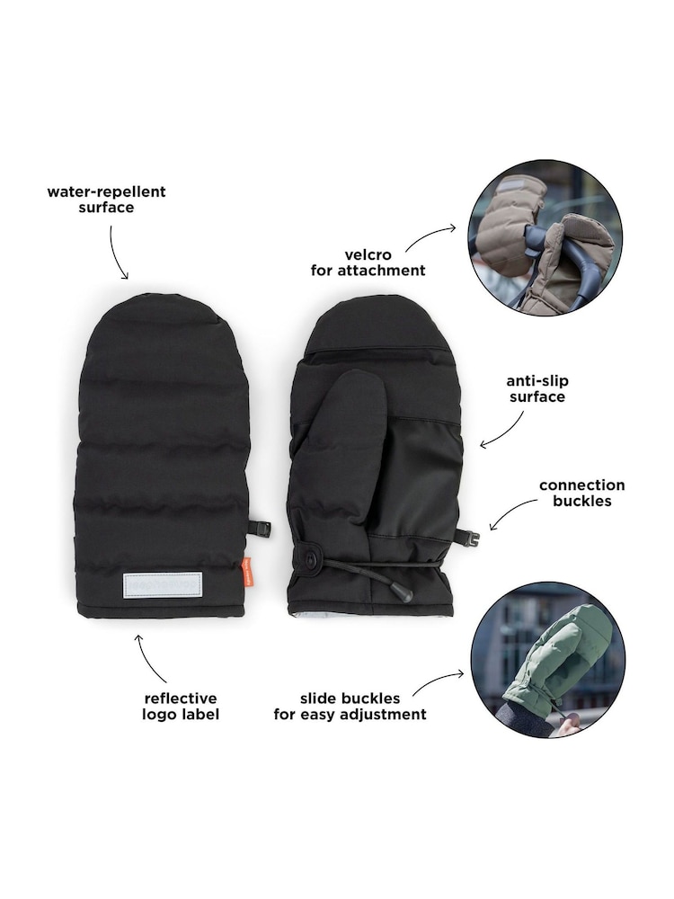 Done by Deer Black Fleece Lined Wind-Resistant Stroller Mittens - Image 4 of 4 Done by Deer Black Fleece Lined Wind-Resistant Stroller Mittens - Image 4 of 4
