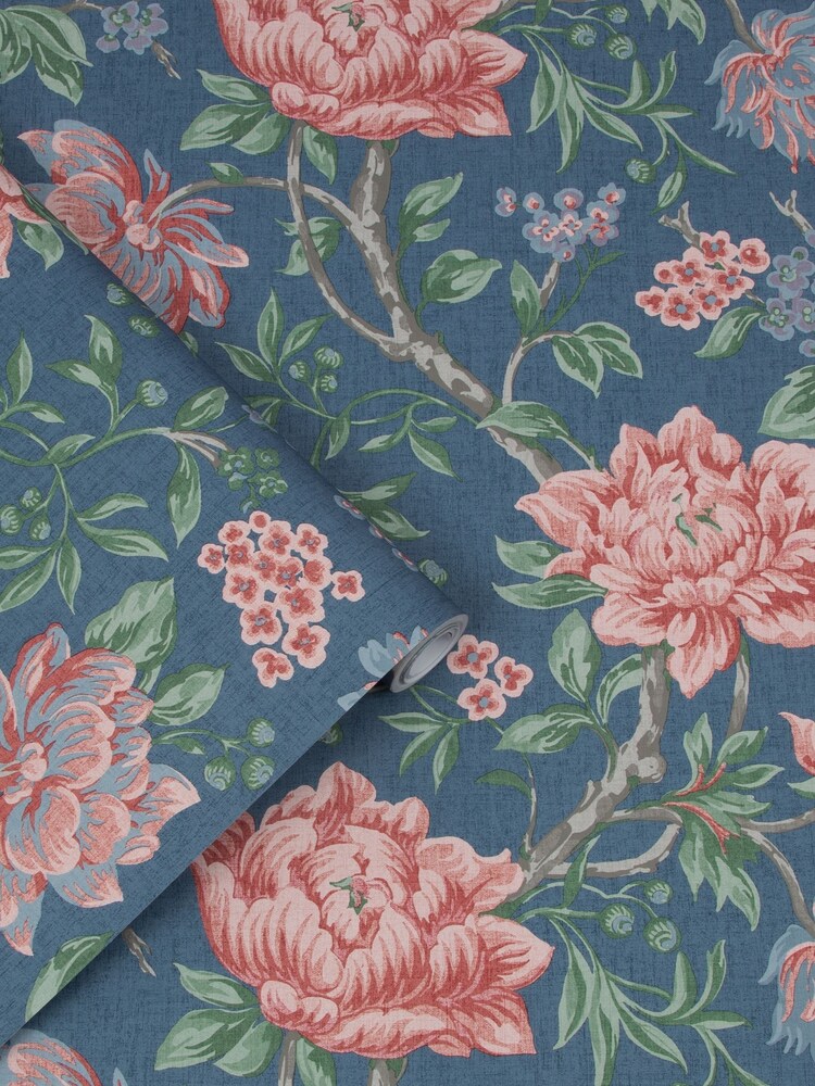 Laura Ashley Dark Seaspray Tapestry Floral 10M Wallpaper - Image 3 of 3