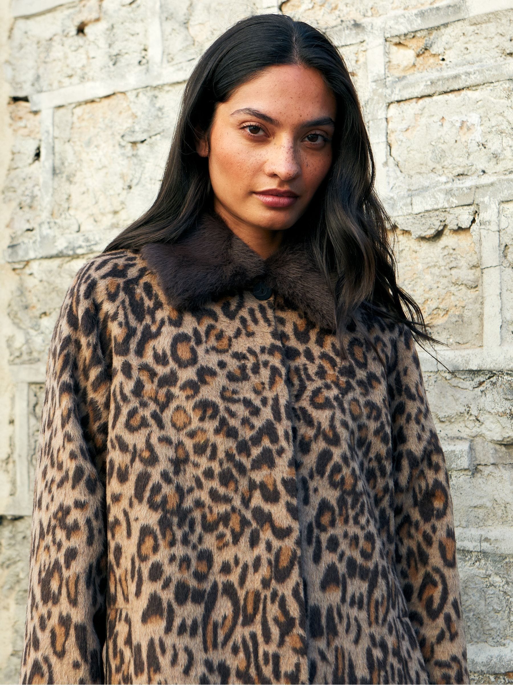 Buy Ro&Zo Animal Leopard Print Car Coat With Wool from Next USA