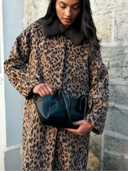 Ro&Zo Animal Leopard Print Car Coat With Wool - Image 3 of 6