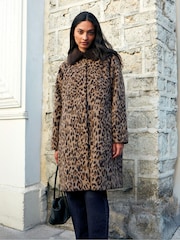 Ro&Zo Animal Leopard Print Car Coat With Wool - Image 4 of 6