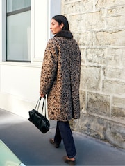Ro&Zo Animal Leopard Print Car Coat With Wool - Image 6 of 6