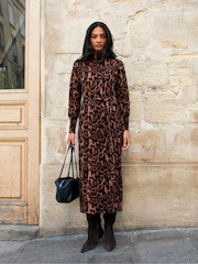Ro&Zo Animal Leopard-Print Cotton And Cashmere-Blend Midi Dress - Image 3 of 5