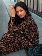 Ro&Zo Animal Leopard-Print Cotton And Cashmere-Blend Midi Dress - Image 4 of 5