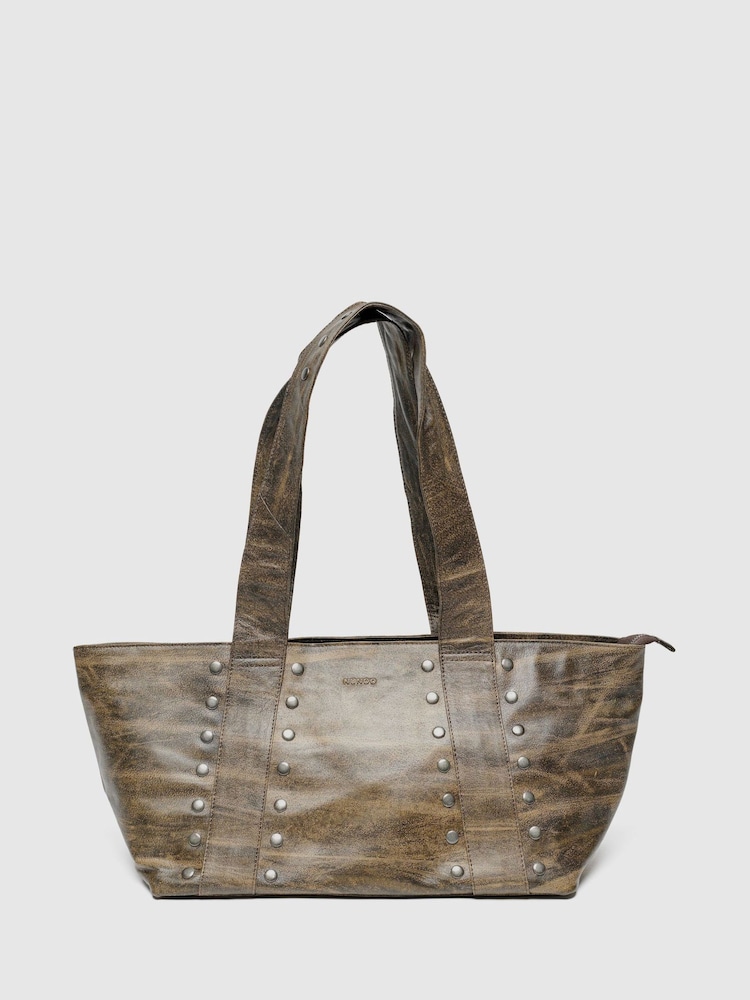 NÚNOO Grey Maxi Shopper Rivet Bag - Image 1 of 2 NÚNOO Grey Maxi Shopper Rivet Bag - Image 1 of 2
