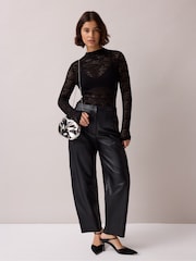 Ro&Zo Black Sheer Lace Long Sleeve Top - Image 4 of 5