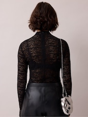 Ro&Zo Black Sheer Lace Long Sleeve Top - Image 5 of 5