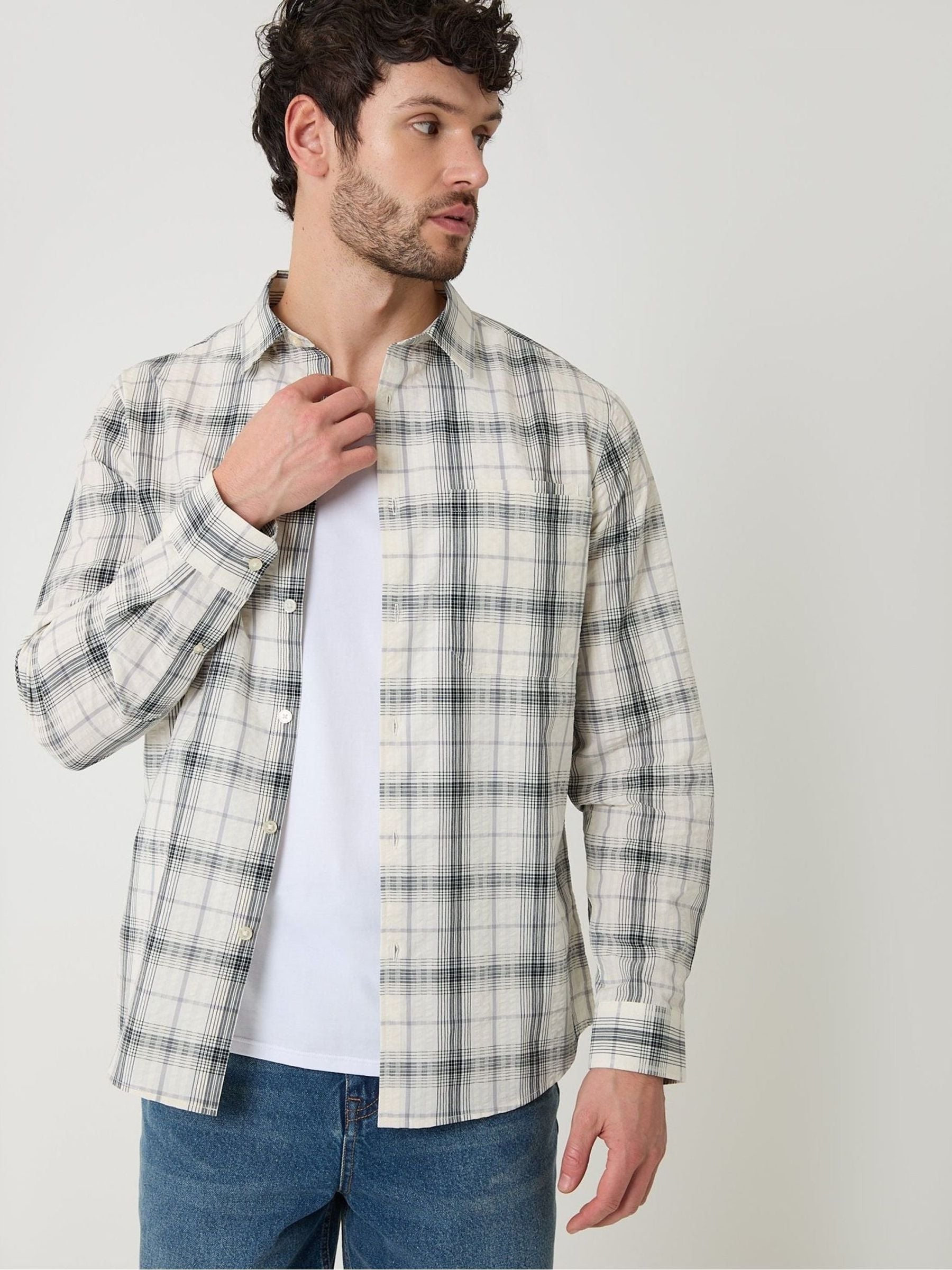 Threadbare Men's Natural Cotton Long Sleeve Shirt