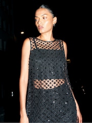 Ro&Zo Long Line Sheer Sequin Top - 4суретінің 4 суреті