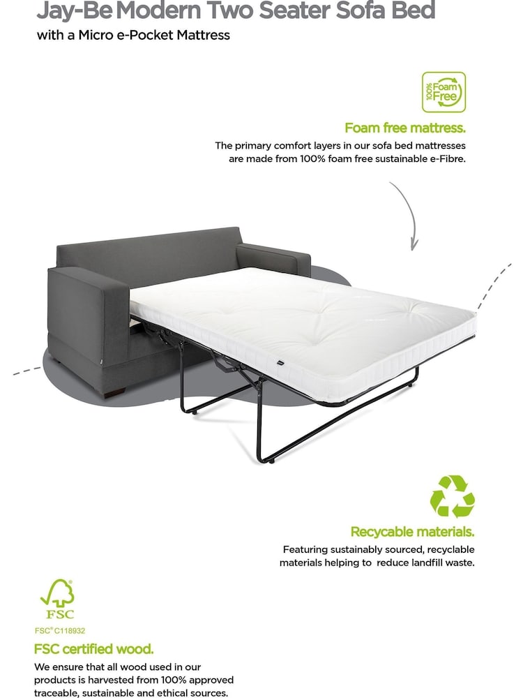 Jay-Be Grey Modern Pocket Sprung Sofa Bed - Image 5 of 5