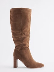 Tan Brown Forever Comfort® Knee High Slouch Heel Boots - Image 2 of 4