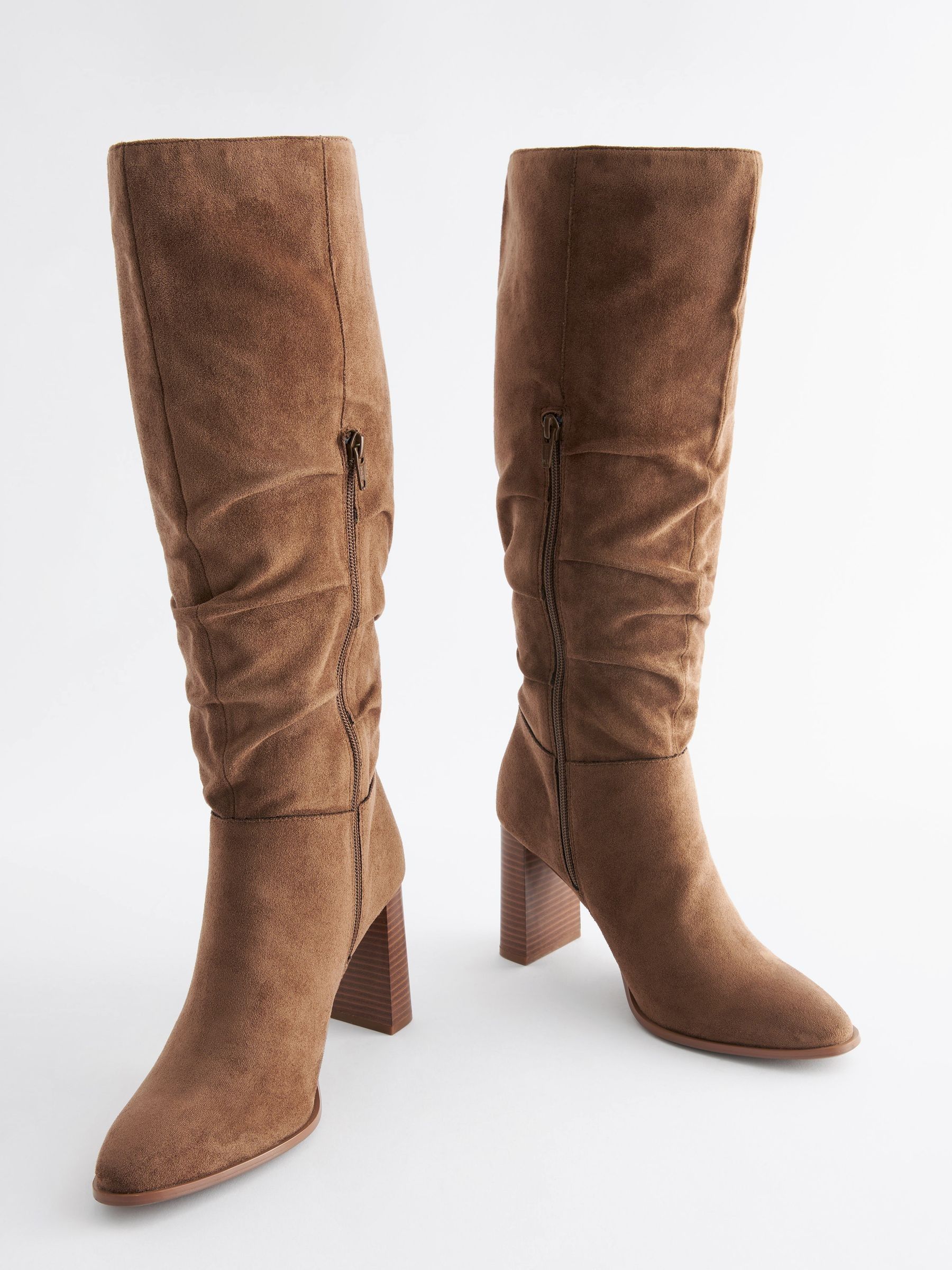 Buy Tan Brown Forever Comfort Knee High Slouch Heel Boots from Next Ireland