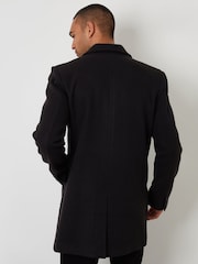 Threadbare Black Faux Wool Overcoat - Image 2 of 4
