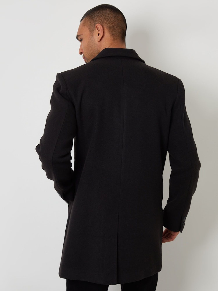 Threadbare Black Faux Wool Overcoat - Image 2 of 4