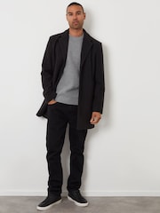 Threadbare Black Faux Wool Overcoat - Image 3 of 4