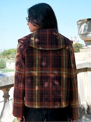 Ro&Zo Purple Check Wide Collar Jacket - Image 5 of 7