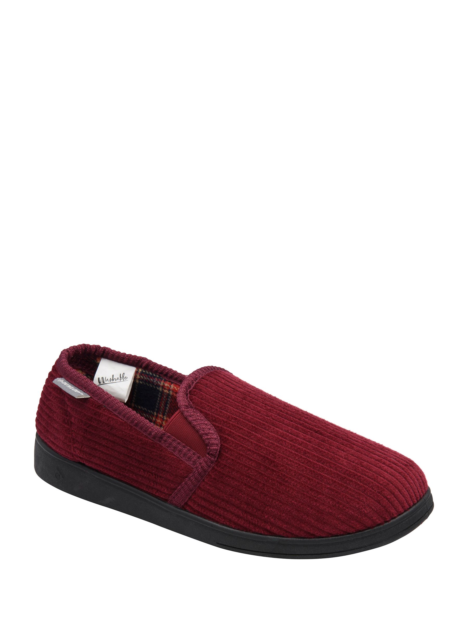 Dunlop (12, Burgundy) - Mens Tartan Lined Slippers With Memory Foam - Image 3